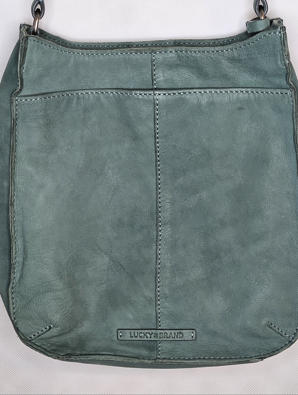Lucky Brand Suede Leather Crossbody Green Leather Shoulder Bag Boho Chic